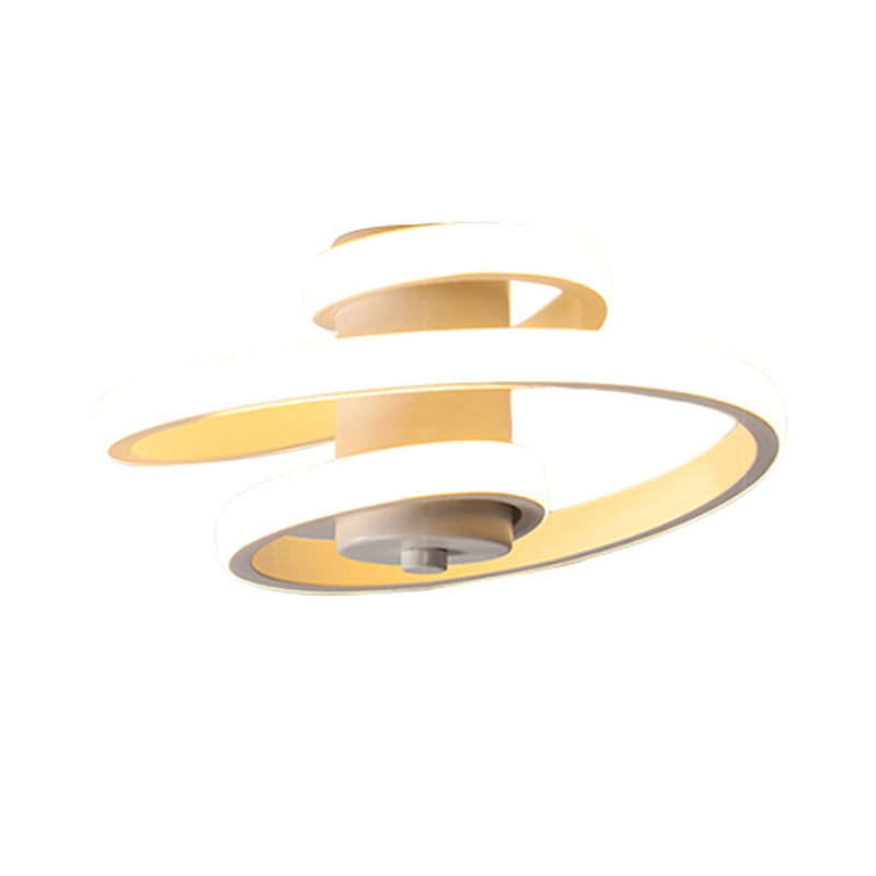 Spiral Acrylic Ceiling Lamp Contemporary LED White/Black and White Flush Lighting in Warm/White/3 Color Light Clearhalo 'Ceiling Lights' 'Close To Ceiling Lights' 'Close to ceiling' 'Flush mount' Lighting' 291552