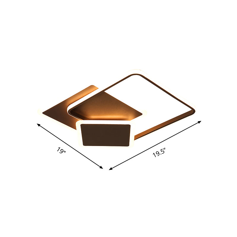 Coffee Slim Square Flush Lamp Modernity 19"/21.5" Wide LED Acrylic Ceiling Mount Light Clearhalo 'Ceiling Lights' 'Close To Ceiling Lights' 'Close to ceiling' 'Flush mount' Lighting' 291574