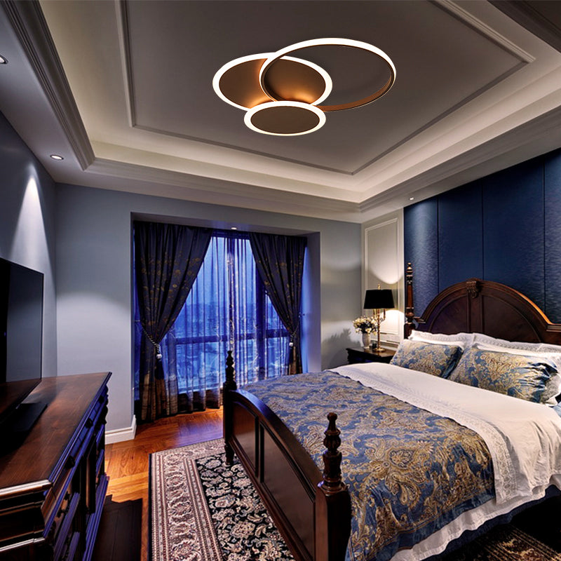 3-Round Bedroom Ceiling Light Ultra Thin Acrylic LED Modern Flushmount Lighting in Coffee, 19.5"/22.5" W Clearhalo 'Ceiling Lights' 'Close To Ceiling Lights' 'Close to ceiling' 'Flush mount' Lighting' 291578