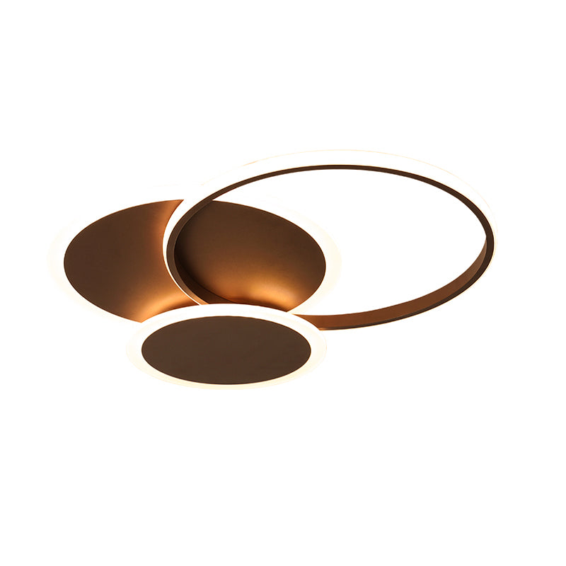 3-Round Bedroom Ceiling Light Ultra Thin Acrylic LED Modern Flushmount Lighting in Coffee, 19.5"/22.5" W Clearhalo 'Ceiling Lights' 'Close To Ceiling Lights' 'Close to ceiling' 'Flush mount' Lighting' 291579