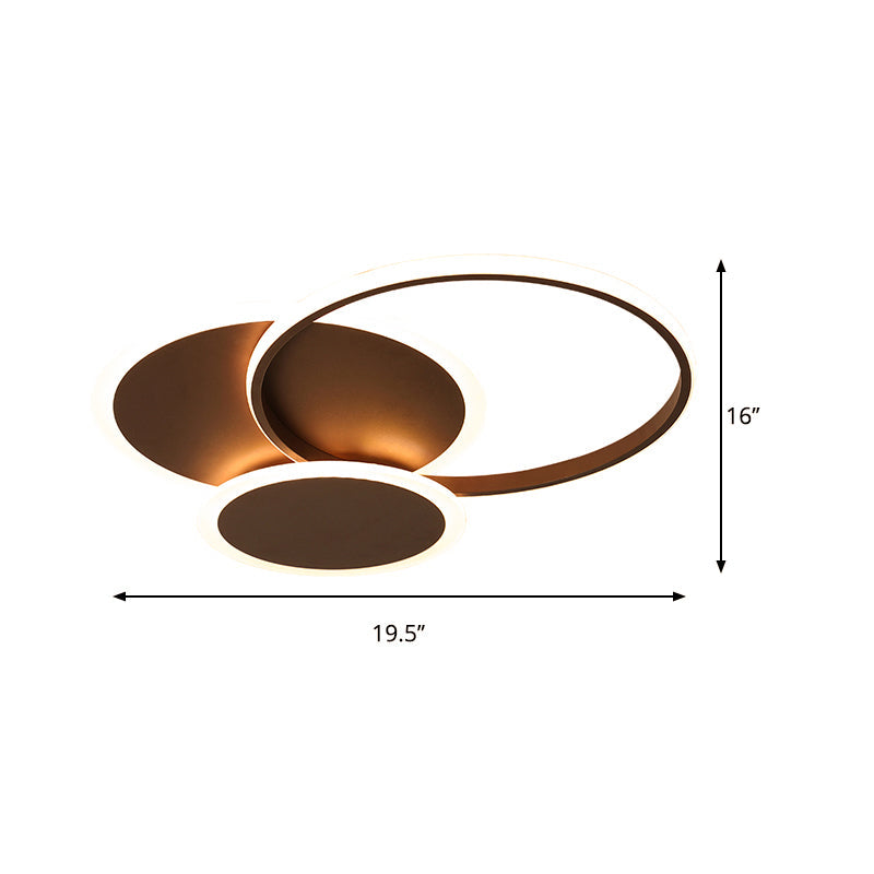 3-Round Bedroom Ceiling Light Ultra Thin Acrylic LED Modern Flushmount Lighting in Coffee, 19.5"/22.5" W Clearhalo 'Ceiling Lights' 'Close To Ceiling Lights' 'Close to ceiling' 'Flush mount' Lighting' 291580