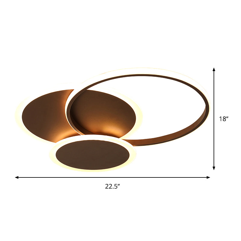 3-Round Bedroom Ceiling Light Ultra Thin Acrylic LED Modern Flushmount Lighting in Coffee, 19.5"/22.5" W Clearhalo 'Ceiling Lights' 'Close To Ceiling Lights' 'Close to ceiling' 'Flush mount' Lighting' 291581