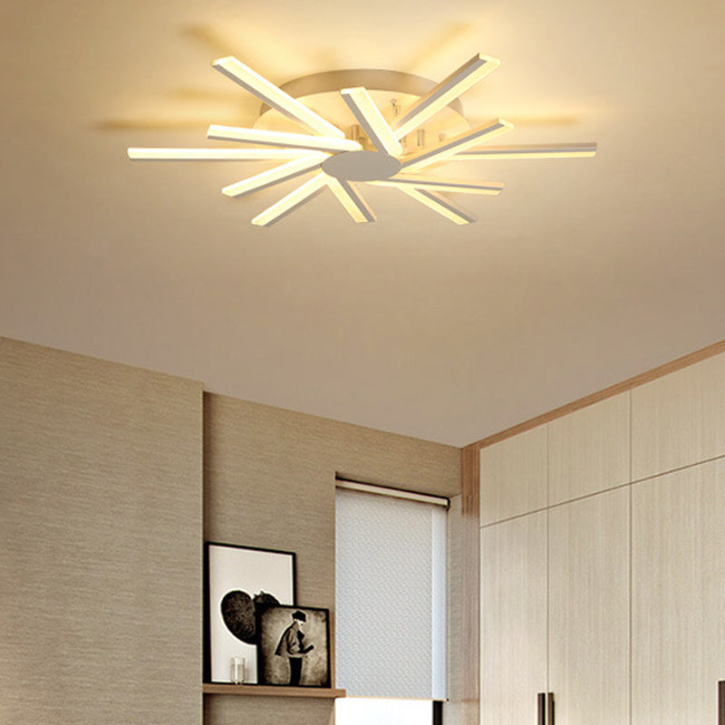 31.5"/39" W LED Living Room Ceiling Mounted Light White Semi Flush Light Fixture with Spiral Acrylic Shade in Warm/White Light White 31.5" Warm Clearhalo 'Ceiling Lights' 'Close To Ceiling Lights' 'Close to ceiling' 'Semi-flushmount' Lighting' 291583