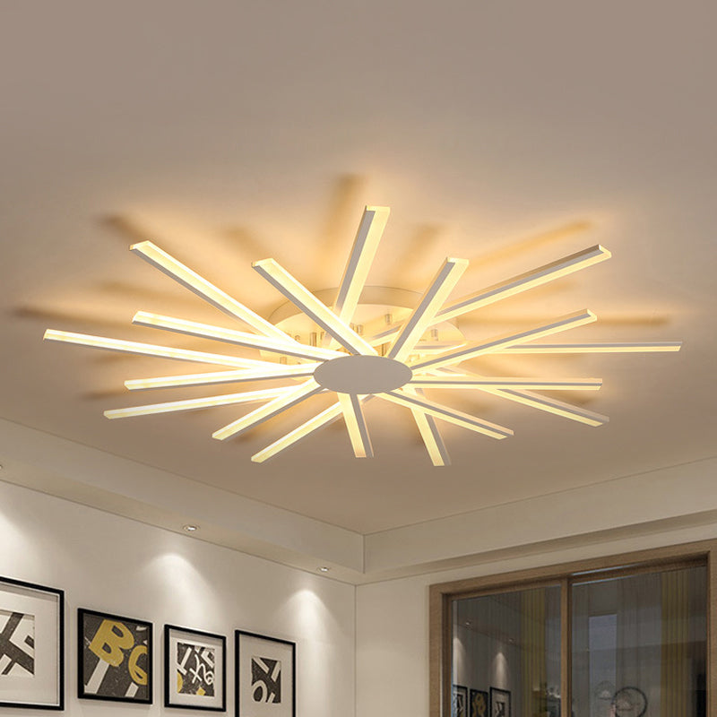 31.5"/39" W LED Living Room Ceiling Mounted Light White Semi Flush Light Fixture with Spiral Acrylic Shade in Warm/White Light White 39" Warm Clearhalo 'Ceiling Lights' 'Close To Ceiling Lights' 'Close to ceiling' 'Semi-flushmount' Lighting' 291589