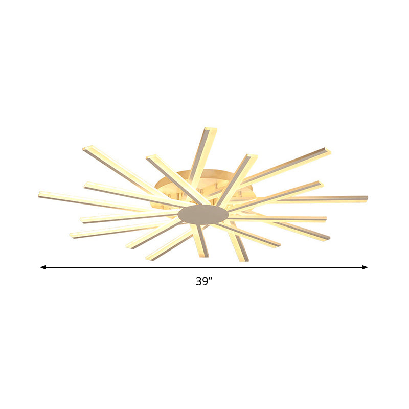 31.5"/39" W LED Living Room Ceiling Mounted Light White Semi Flush Light Fixture with Spiral Acrylic Shade in Warm/White Light Clearhalo 'Ceiling Lights' 'Close To Ceiling Lights' 'Close to ceiling' 'Semi-flushmount' Lighting' 291594