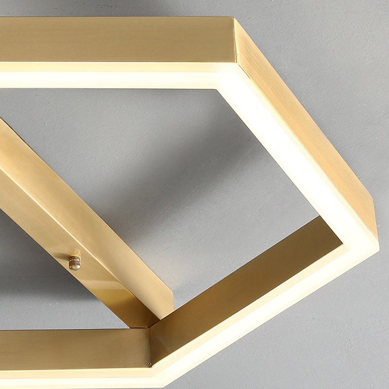 Acrylic Hexagon Ceiling Mount Simplicity LED Gold Flush Mount Lighting Fixture for Bedroom Clearhalo 'Ceiling Lights' 'Close To Ceiling Lights' 'Close to ceiling' 'Flush mount' Lighting' 291623