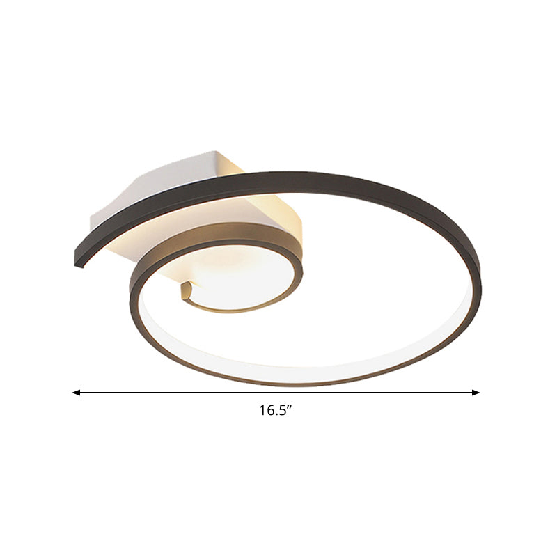 Super Thin Curled Metal Flush Mount Light Modern Style 16.5"/20.5" W LED Black/White Ceiling Lamp in Warm/White Light Clearhalo 'Ceiling Lights' 'Close To Ceiling Lights' 'Close to ceiling' 'Flush mount' Lighting' 291636