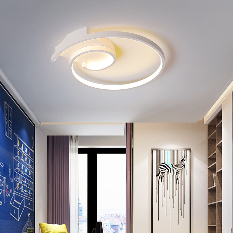 Super Thin Curled Metal Flush Mount Light Modern Style 16.5"/20.5" W LED Black/White Ceiling Lamp in Warm/White Light Clearhalo 'Ceiling Lights' 'Close To Ceiling Lights' 'Close to ceiling' 'Flush mount' Lighting' 291640