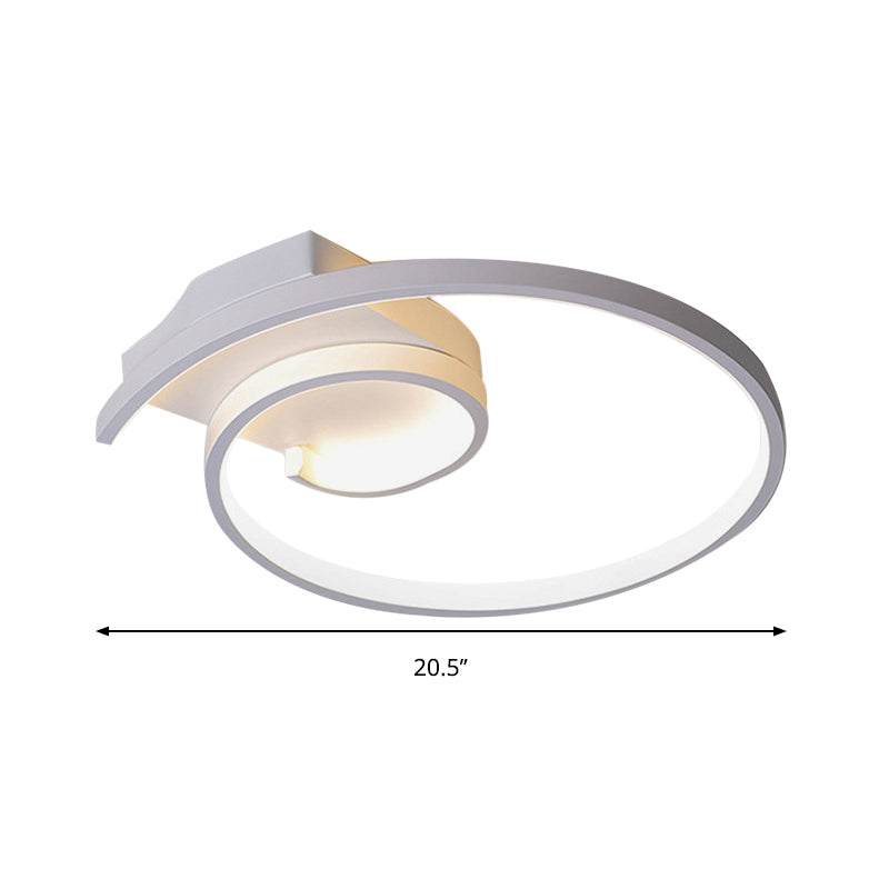 Super Thin Curled Metal Flush Mount Light Modern Style 16.5"/20.5" W LED Black/White Ceiling Lamp in Warm/White Light Clearhalo 'Ceiling Lights' 'Close To Ceiling Lights' 'Close to ceiling' 'Flush mount' Lighting' 291644