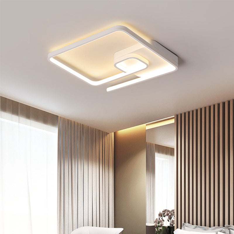16.5"/20.5" W Nordic Squared Flush Lighting Slim Acrylic LED White/Black and White Ceiling Flush Mount in Warm/White Light Clearhalo 'Ceiling Lights' 'Close To Ceiling Lights' 'Close to ceiling' 'Flush mount' Lighting' 291716