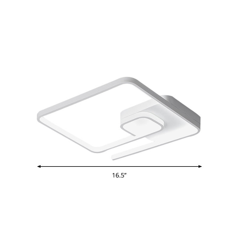 16.5"/20.5" W Nordic Squared Flush Lighting Slim Acrylic LED White/Black and White Ceiling Flush Mount in Warm/White Light Clearhalo 'Ceiling Lights' 'Close To Ceiling Lights' 'Close to ceiling' 'Flush mount' Lighting' 291719