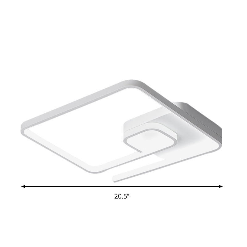 16.5"/20.5" W Nordic Squared Flush Lighting Slim Acrylic LED White/Black and White Ceiling Flush Mount in Warm/White Light Clearhalo 'Ceiling Lights' 'Close To Ceiling Lights' 'Close to ceiling' 'Flush mount' Lighting' 291720