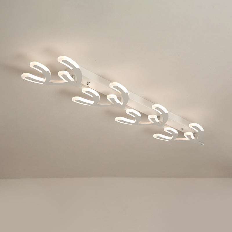 Minimalist LED Coral Flush Mount Lamp White Acrylic 4/5-Head Living Room Ceiling Lighting in Warm/White Light 4 White White Clearhalo 'Ceiling Lights' 'Close To Ceiling Lights' 'Close to ceiling' 'Flush mount' Lighting' 291731
