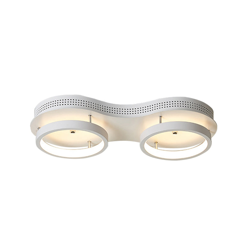 Minimal White Dual Round Ceiling Lamp Acrylic LED Corridor Flush Mount Light Fixture in Warm/White Light Clearhalo 'Ceiling Lights' 'Close To Ceiling Lights' 'Close to ceiling' 'Flush mount' Lighting' 291750