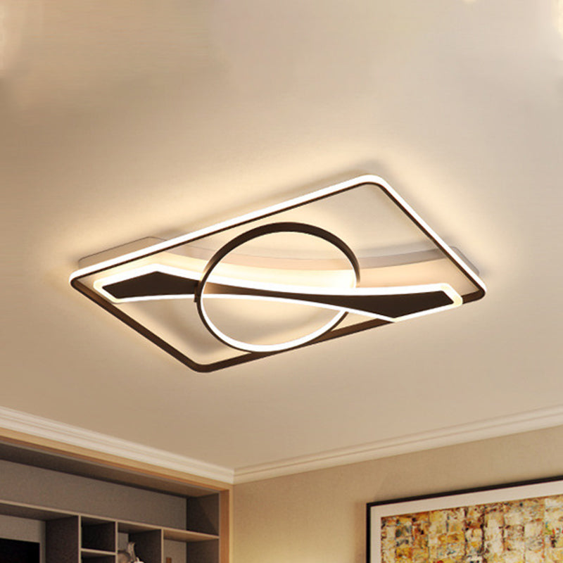 Square/Rectangular Acrylic Ceiling Lighting Contemporary 16"/23.5" W LED Black Flush Mount Lamp in Warm/White Light Black 23.5" Clearhalo 'Ceiling Lights' 'Close To Ceiling Lights' 'Close to ceiling' 'Flush mount' Lighting' 291786