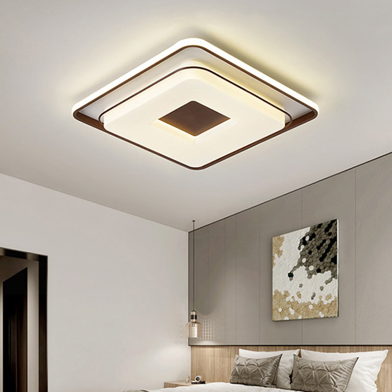 16"/19.5" Dia Squared Ceiling Mount Light Minimalist Acrylic LED White Flush Lighting in Warm/White Light White Clearhalo 'Ceiling Lights' 'Close To Ceiling Lights' 'Close to ceiling' 'Flush mount' Lighting' 291858
