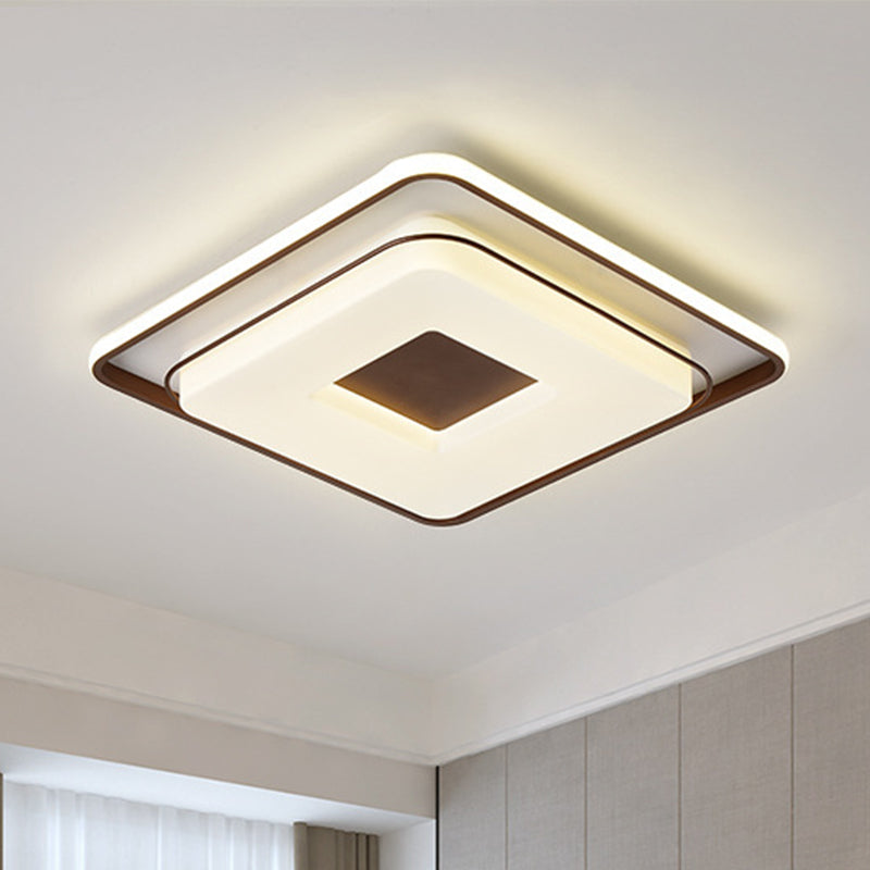 16"/19.5" Dia Squared Ceiling Mount Light Minimalist Acrylic LED White Flush Lighting in Warm/White Light Clearhalo 'Ceiling Lights' 'Close To Ceiling Lights' 'Close to ceiling' 'Flush mount' Lighting' 291859