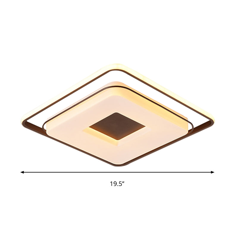 16"/19.5" Dia Squared Ceiling Mount Light Minimalist Acrylic LED White Flush Lighting in Warm/White Light Clearhalo 'Ceiling Lights' 'Close To Ceiling Lights' 'Close to ceiling' 'Flush mount' Lighting' 291863