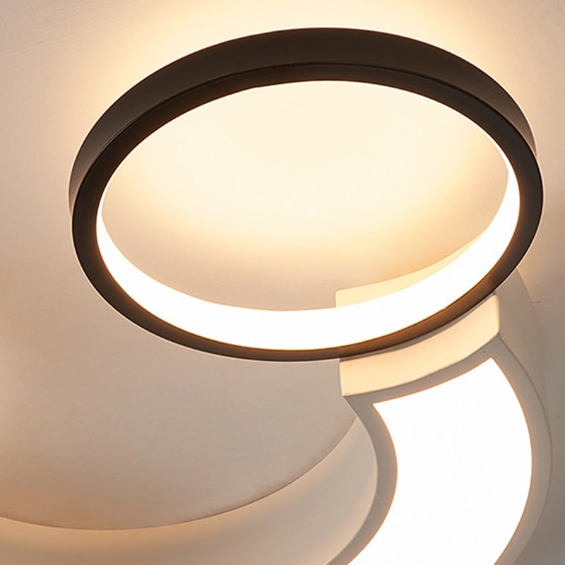 Nordic LED Ceiling Flush Light Acrylic Black and White Smiley Flush Lighting in White Light/Remote Control Stepless Dimming Clearhalo 'Ceiling Lights' 'Close To Ceiling Lights' 'Close to ceiling' 'Flush mount' Lighting' 291870