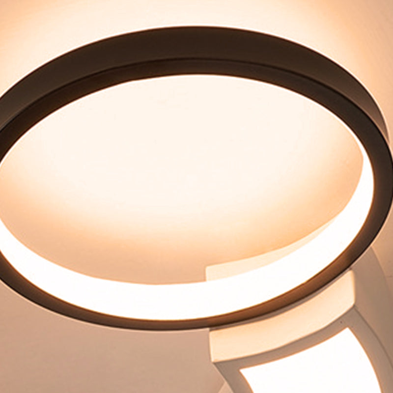 Black and White 3-Circle Ceiling Light Modernity LED Metallic Ceiling Lamp in White Light/Remote Control Stepless Dimming Clearhalo 'Ceiling Lights' 'Close To Ceiling Lights' 'Close to ceiling' 'Flush mount' Lighting' 291891
