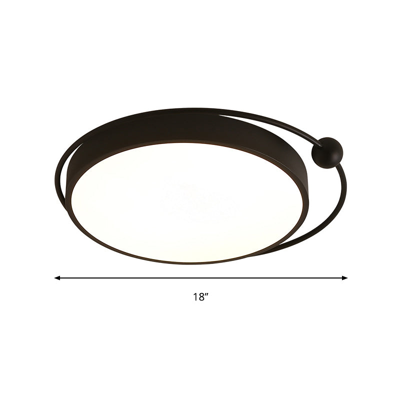 18"/21.5" Dia Black Round Flush Mount Light Acrylic LED Simple Ceiling Lighting in Warm/White Light Clearhalo 'Ceiling Lights' 'Close To Ceiling Lights' 'Close to ceiling' 'Flush mount' Lighting' 291947