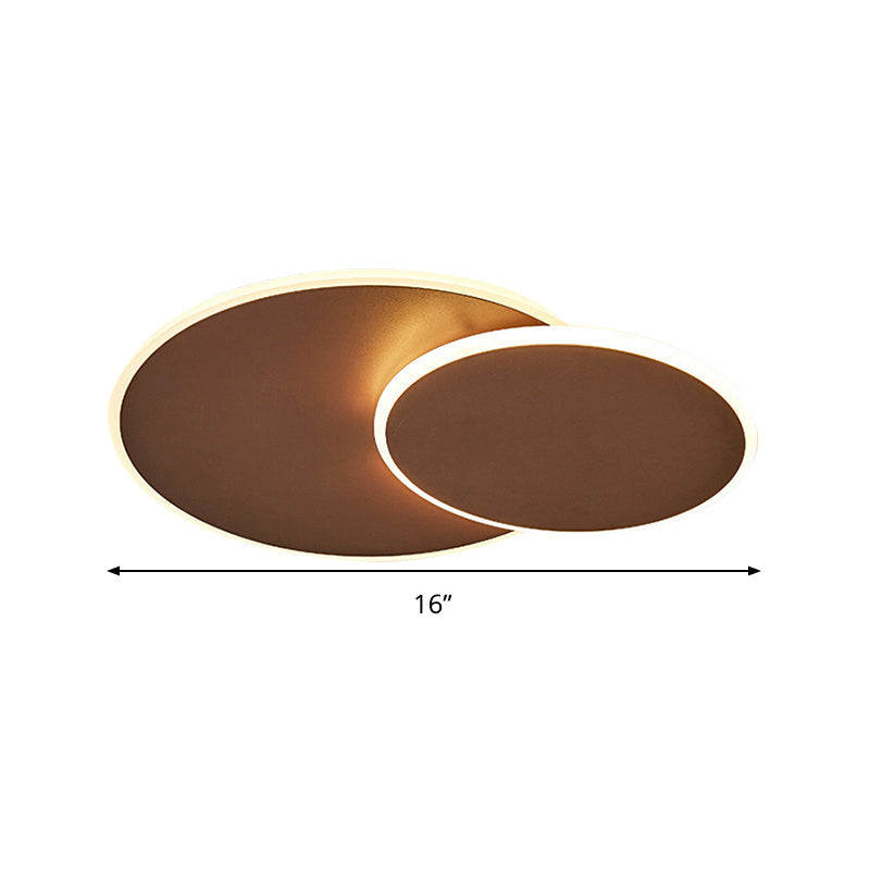 Round Acrylic Ceiling Light Fixture Minimalist White/Coffee 16"/19.5" Wide LED Flush Mount Lamp in Warm/White Light Clearhalo 'Ceiling Lights' 'Close To Ceiling Lights' 'Close to ceiling' 'Flush mount' Lighting' 292000