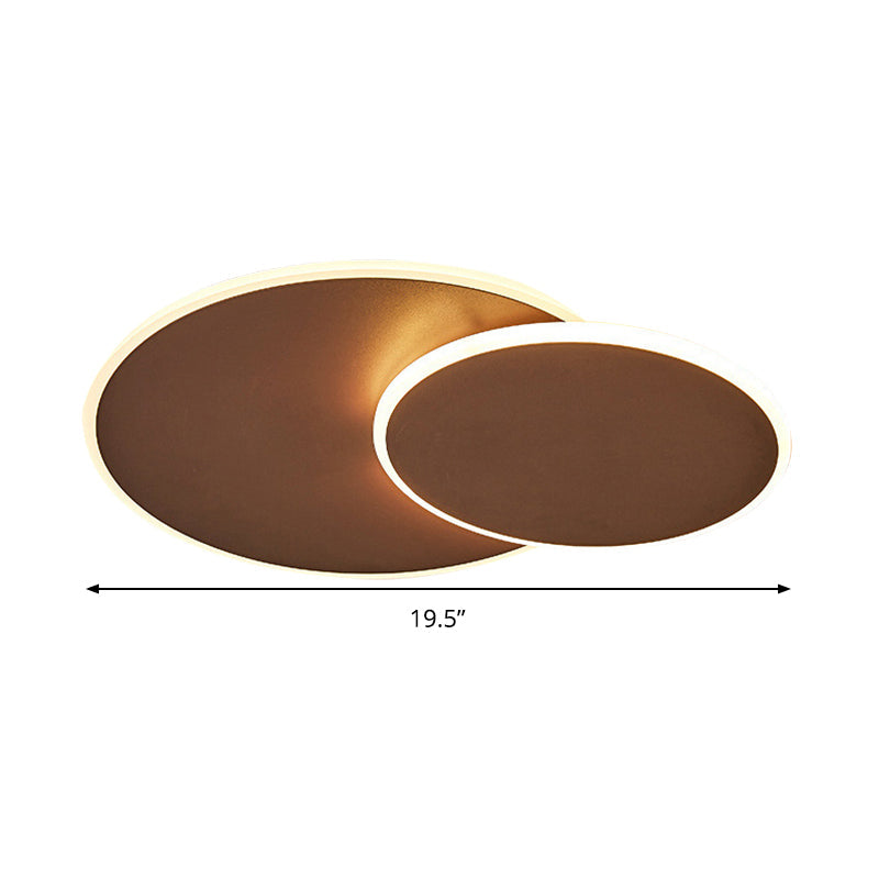 Round Acrylic Ceiling Light Fixture Minimalist White/Coffee 16"/19.5" Wide LED Flush Mount Lamp in Warm/White Light Clearhalo 'Ceiling Lights' 'Close To Ceiling Lights' 'Close to ceiling' 'Flush mount' Lighting' 292001
