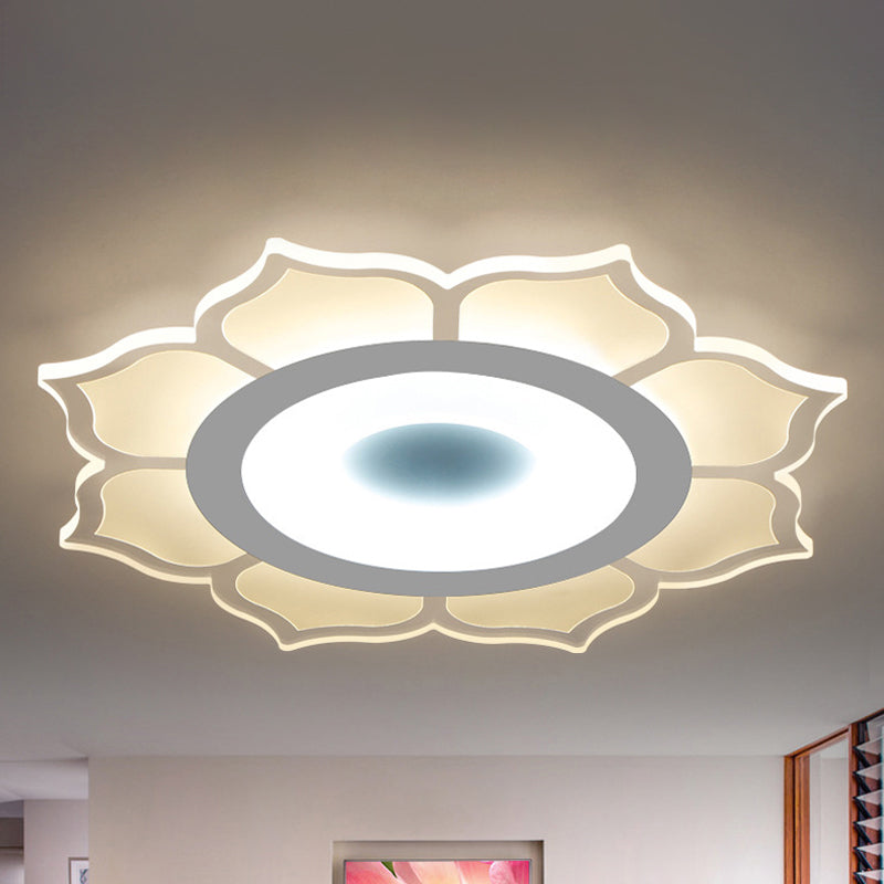 16.5"/20.5" Wide Flower Acrylic Ceiling Mounted Light Contemporary White LED Flush Mount Light, Warm Light/White Light/Outer White Inner Warm White Inner White Outer Warm Clearhalo 'Ceiling Lights' 'Close To Ceiling Lights' 'Close to ceiling' 'Flush mount' Lighting' 292003