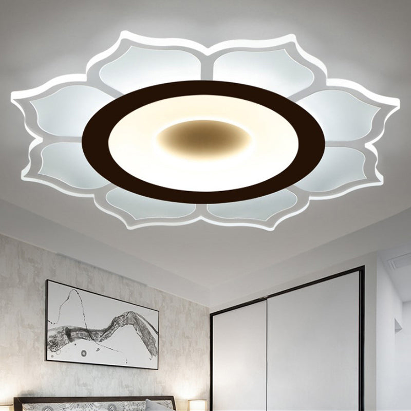 16.5"/20.5" Wide Flower Acrylic Ceiling Mounted Light Contemporary White LED Flush Mount Light, Warm Light/White Light/Outer White Inner Warm White Inner Warm Outer White Clearhalo 'Ceiling Lights' 'Close To Ceiling Lights' 'Close to ceiling' 'Flush mount' Lighting' 292005