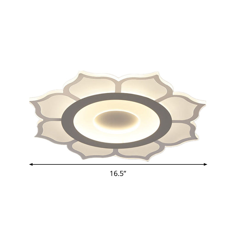 16.5"/20.5" Wide Flower Acrylic Ceiling Mounted Light Contemporary White LED Flush Mount Light, Warm Light/White Light/Outer White Inner Warm Clearhalo 'Ceiling Lights' 'Close To Ceiling Lights' 'Close to ceiling' 'Flush mount' Lighting' 292008