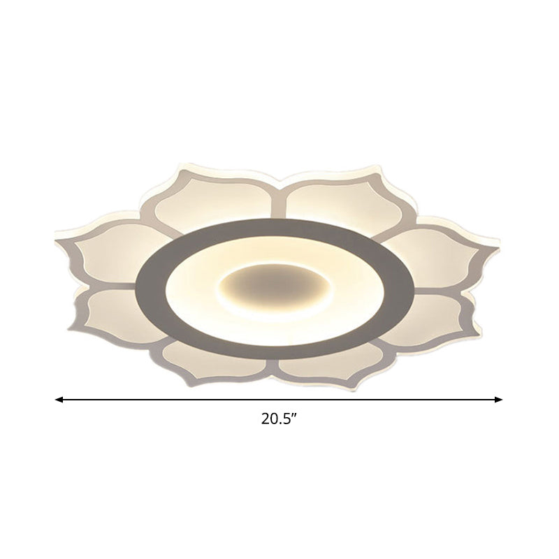 16.5"/20.5" Wide Flower Acrylic Ceiling Mounted Light Contemporary White LED Flush Mount Light, Warm Light/White Light/Outer White Inner Warm Clearhalo 'Ceiling Lights' 'Close To Ceiling Lights' 'Close to ceiling' 'Flush mount' Lighting' 292009