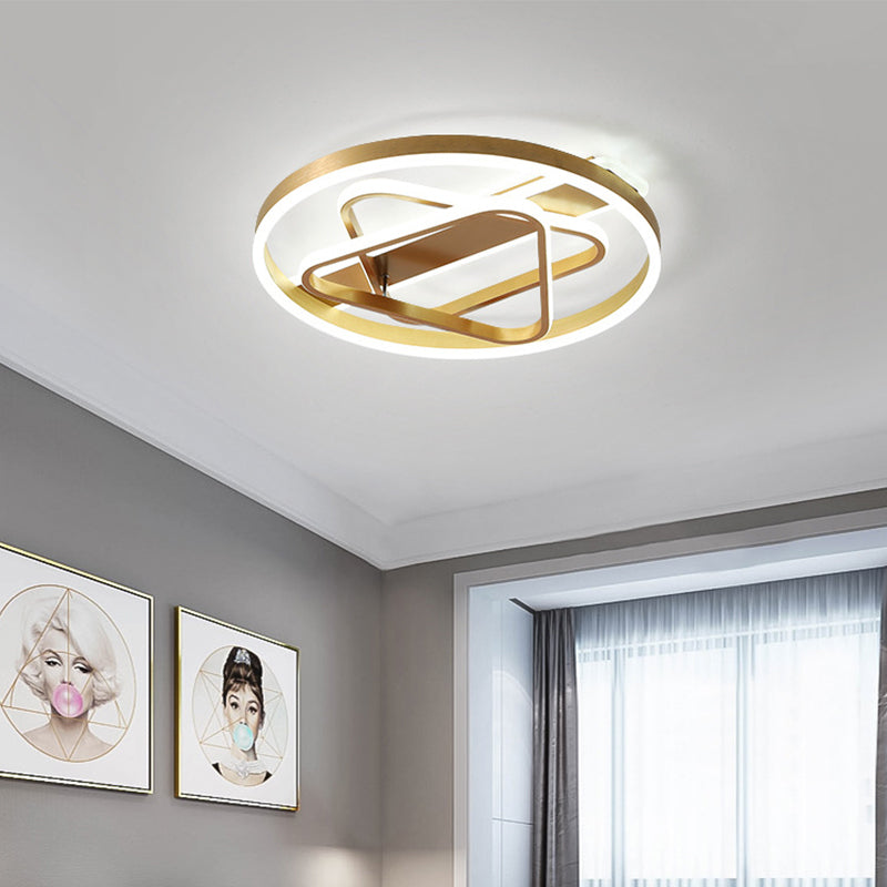 Gold Triangle Ceiling Mounted Fixture Postmodern Acrylic LED Flush Light in Warm Light/White Light/Remote Control Stepless Dimming Clearhalo 'Ceiling Lights' 'Close To Ceiling Lights' 'Close to ceiling' 'Flush mount' Lighting' 292143
