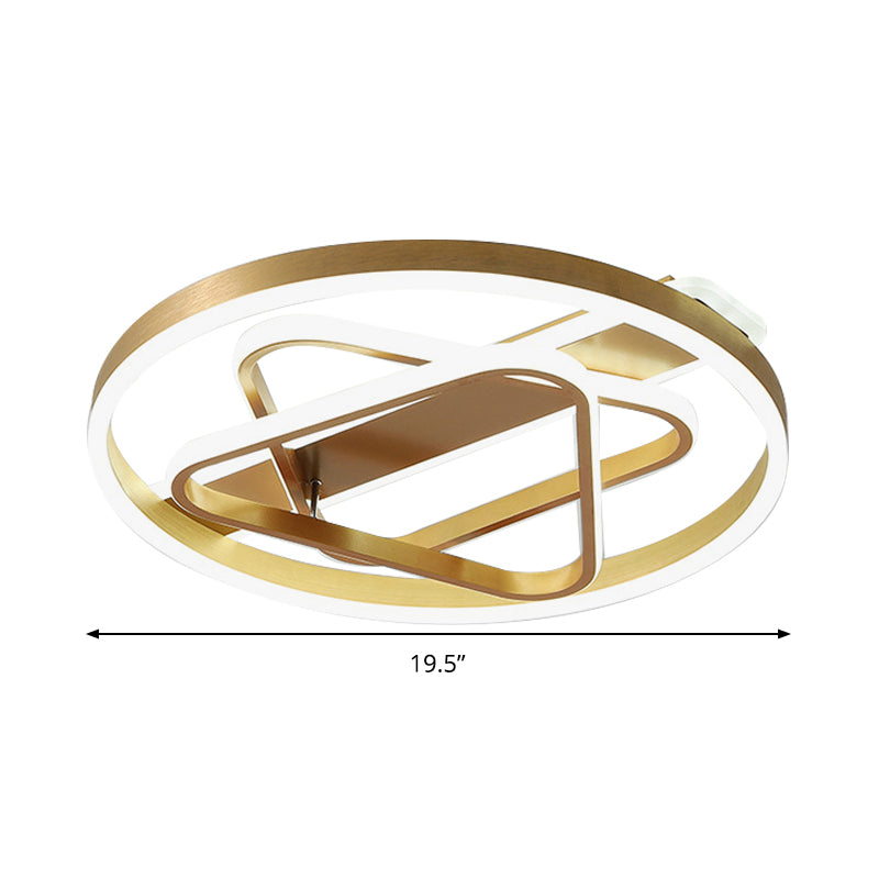 Gold Triangle Ceiling Mounted Fixture Postmodern Acrylic LED Flush Light in Warm Light/White Light/Remote Control Stepless Dimming Clearhalo 'Ceiling Lights' 'Close To Ceiling Lights' 'Close to ceiling' 'Flush mount' Lighting' 292145