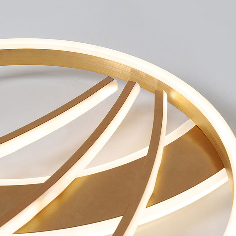 Postmodern Ring Ceiling Light Fixture Acrylic Bedroom LED Flush Mount Lighting in Gold, Warm Light/White Light/Remote Control Stepless Dimming Clearhalo 'Ceiling Lights' 'Close To Ceiling Lights' 'Close to ceiling' 'Flush mount' Lighting' 292166