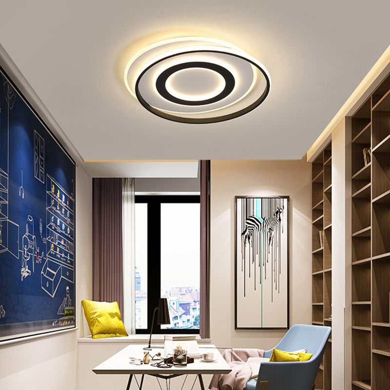 18"/21.5" Wide Black-White Circle Ceiling Light Modern Acrylic LED Flush Light Fixture in Warm/White Light Clearhalo 'Ceiling Lights' 'Close To Ceiling Lights' 'Close to ceiling' 'Flush mount' Lighting' 292207