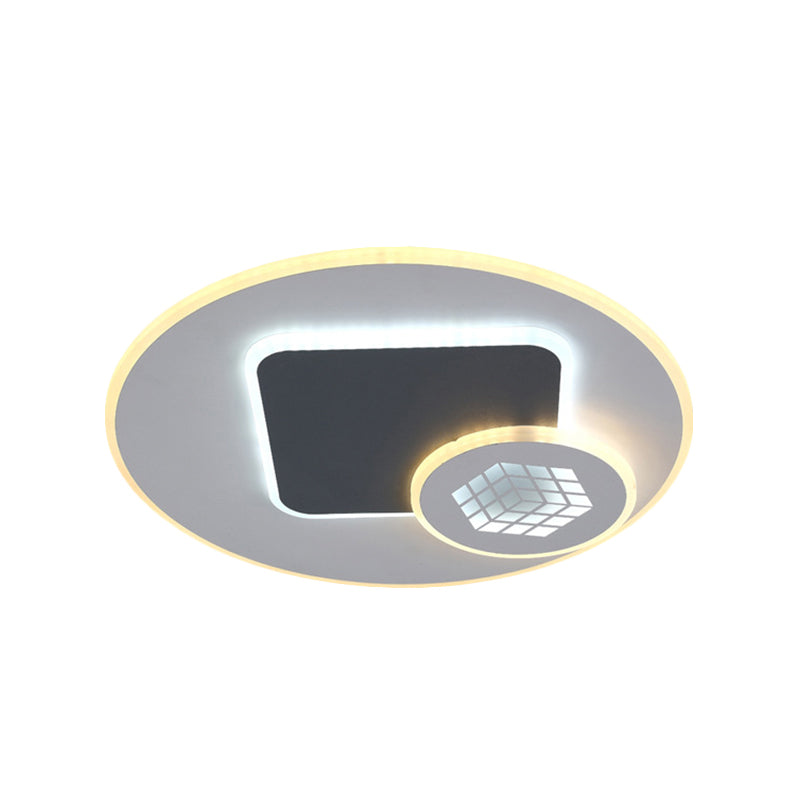 LED Kid's Room Layered Flush Lamp Modernist Acrylic Grey and White Ceiling Light with Magic Cube Pattern Clearhalo 'Ceiling Lights' 'Close To Ceiling Lights' 'Close to ceiling' 'Flush mount' Lighting' 292329