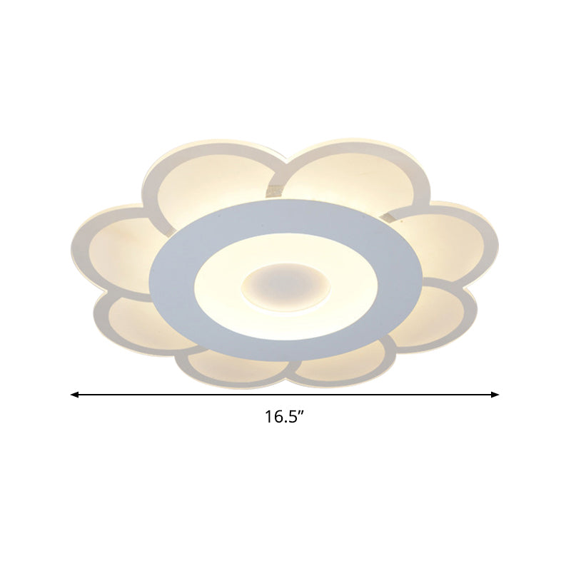 8"/16.5"/20.5" W White 8-Petal Flush Mount Ceiling Light Nordic Frosted Acrylic LED Flush Lamp in Warm/White Light Clearhalo 'Ceiling Lights' 'Close To Ceiling Lights' 'Close to ceiling' 'Flush mount' Lighting' 292386