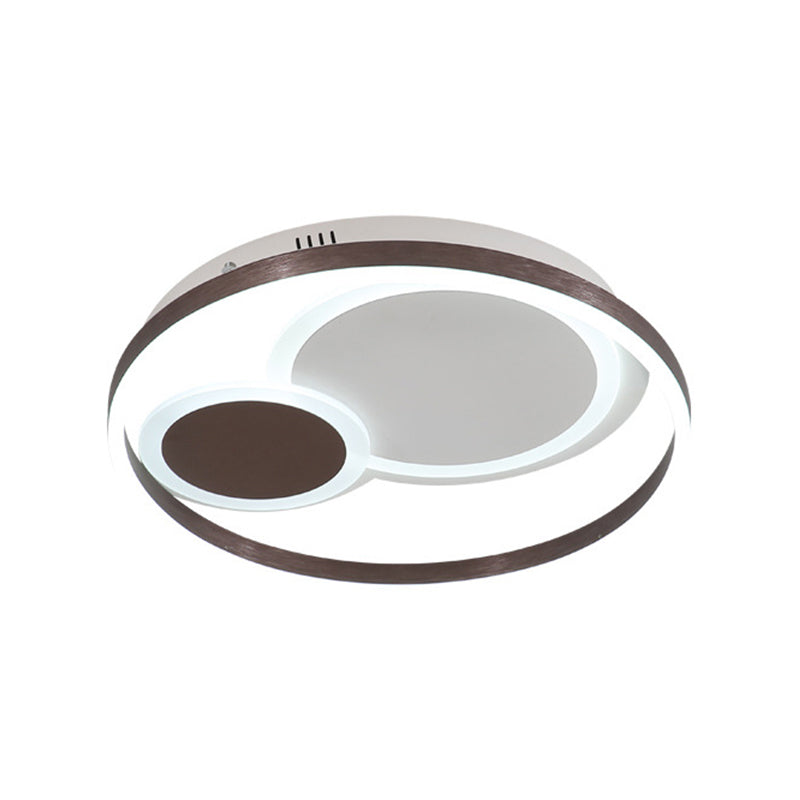 16"/19.5" Dia Metal Orbit Ceiling Flush Light Modern Coffee LED Flushmount in Warm/White Light/Remote Control Stepless Dimming Clearhalo 'Ceiling Lights' 'Close To Ceiling Lights' 'Close to ceiling' 'Flush mount' Lighting' 292402