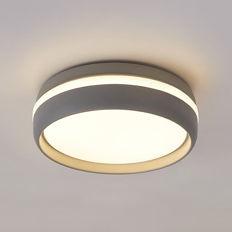 Small Black/Grey Drum Flush Mount Light Simple Integrated LED Acrylic Ceiling Lamp Kit in Warm/White Light Grey Clearhalo 'Ceiling Lights' 'Close To Ceiling Lights' 'Close to ceiling' 'Flush mount' Lighting' 292495
