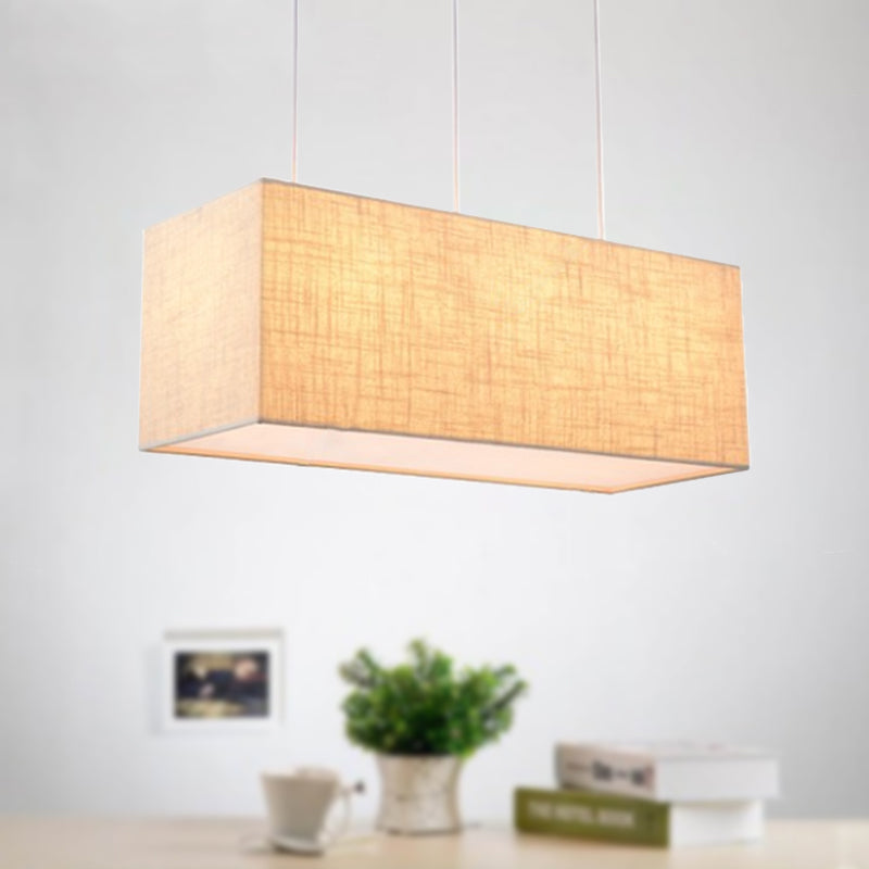Rectangle Island Lighting Fixture Minimalist Fabric 3 Lights Flaxen Suspension Light Clearhalo 'Ceiling Lights' 'Island Lights' Lighting' 292739