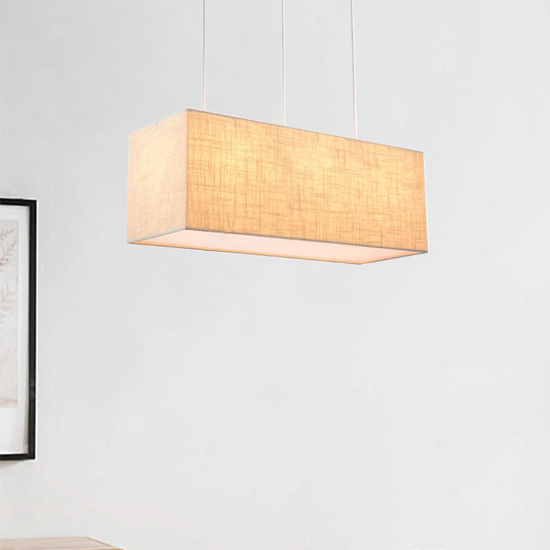 Rectangle Island Lighting Fixture Minimalist Fabric 3 Lights Flaxen Suspension Light Clearhalo 'Ceiling Lights' 'Island Lights' Lighting' 292740