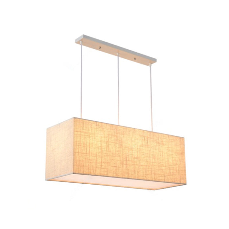 Rectangle Island Lighting Fixture Minimalist Fabric 3 Lights Flaxen Suspension Light Clearhalo 'Ceiling Lights' 'Island Lights' Lighting' 292741