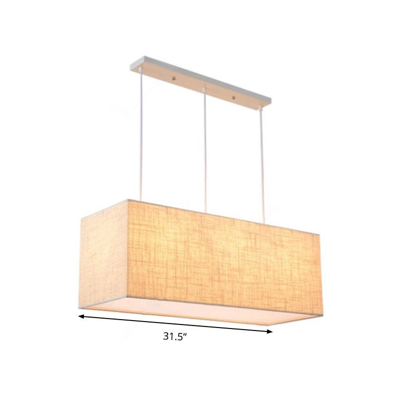 Rectangle Island Lighting Fixture Minimalist Fabric 3 Lights Flaxen Suspension Light Clearhalo 'Ceiling Lights' 'Island Lights' Lighting' 292742