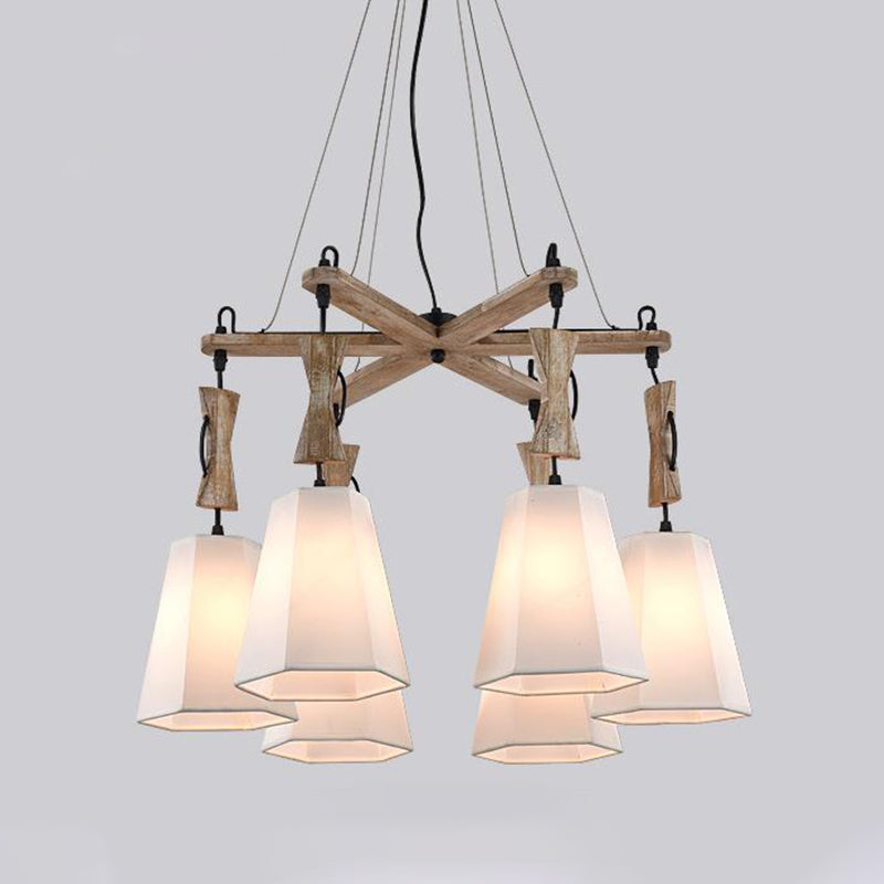 Fabric Hexagon Chandelier Lamp Contemporary 6 Heads Black/White/Flaxen Hanging Light Kit for Dining Room Clearhalo 'Carpenter Chandeliers' 'Ceiling Lights' 'Chandeliers' 'Industrial' 'Modern Chandeliers' 'Modern' Lighting' 292837