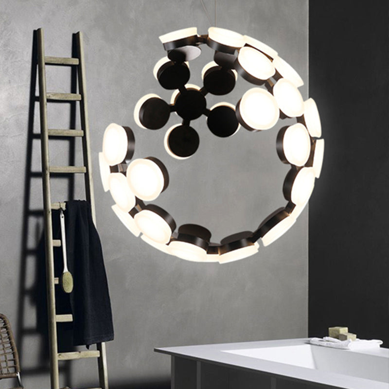 Globe Chandelier Lighting Modern Acrylic Black LED Pendant Light Fixture for Dining Room Clearhalo 'Ceiling Lights' 'Chandeliers' 'Modern Chandeliers' 'Modern' Lighting' 292874