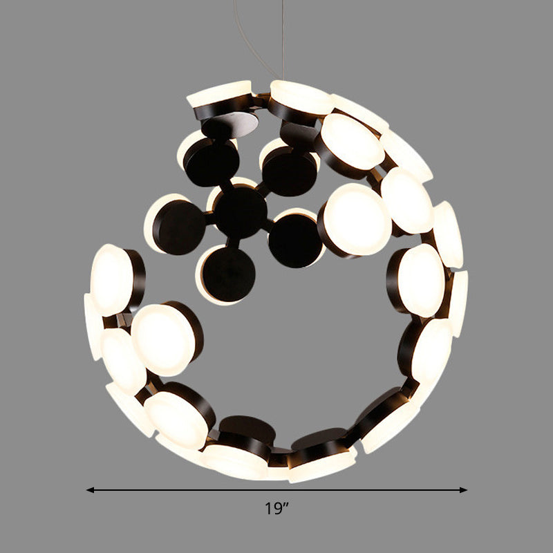 Globe Chandelier Lighting Modern Acrylic Black LED Pendant Light Fixture for Dining Room Clearhalo 'Ceiling Lights' 'Chandeliers' 'Modern Chandeliers' 'Modern' Lighting' 292877