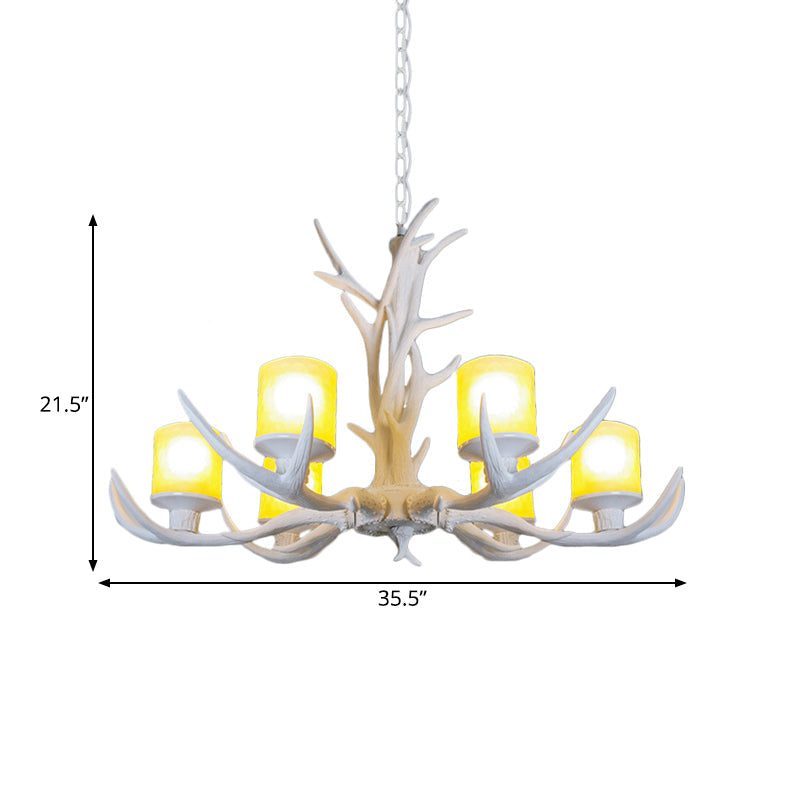 Resin Starburst Chandelier Lamp Cottage 4/6/8 Bulbs Bedroom Hanging Light Kit in White, 27.5"/35.5"/39" Wide Clearhalo 'Ceiling Lights' 'Chandeliers' Lighting' options 293066