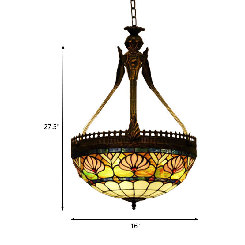 3 Lights Dragonfly Chandelier Light Fixture Tiffany Style Yellow/Orange/Pink and White Stained Glass Hanging Lamp Clearhalo 'Ceiling Lights' 'Chandeliers' 'Glass shade' 'Glass' 'Industrial' 'Middle Century Chandeliers' 'Tiffany Chandeliers' 'Tiffany close to ceiling' 'Tiffany' Lighting' 293174
