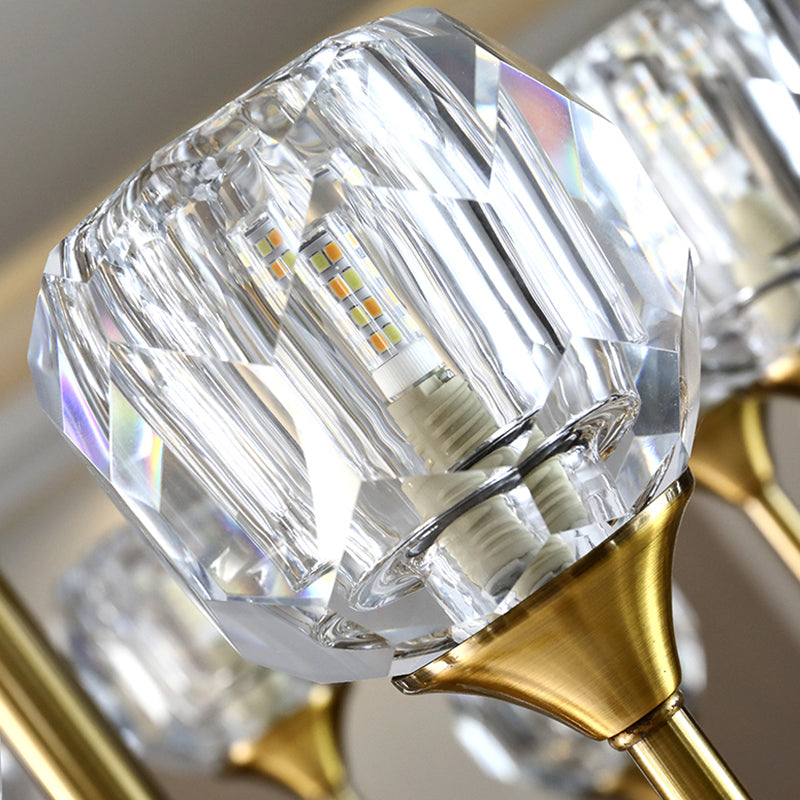 Gold Sphere Hanging Ceiling Light Modernism Faceted Crystal 8 Heads Dining Room Pendant Chandelier Clearhalo 'Ceiling Lights' 'Chandeliers' Lighting' options 293479
