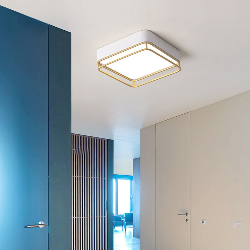 Square Flush Mount Light Contemporary Metal White LED Ceiling Fixture, Warm/White/3 Color Light White Clearhalo 'Ceiling Lights' 'Close To Ceiling Lights' 'Close to ceiling' 'Flush mount' Lighting' 293822